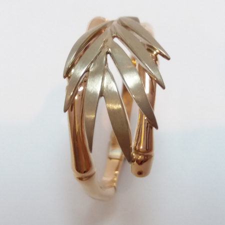 14K GOLD RING "BAMBOO" WITH TWO-COLOR GOLD