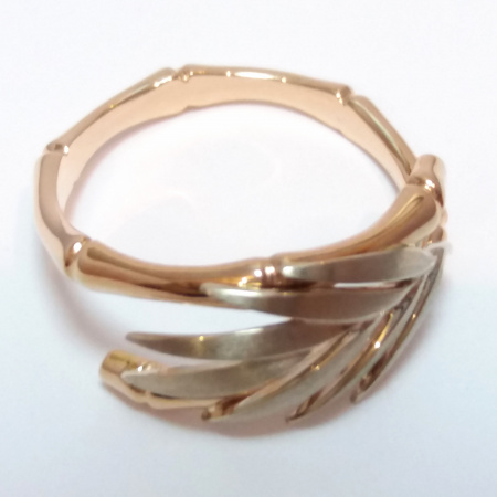 14K GOLD RING "BAMBOO" WITH TWO-COLOR GOLD